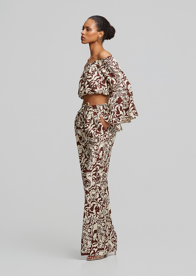 Printed wide leg trousers
