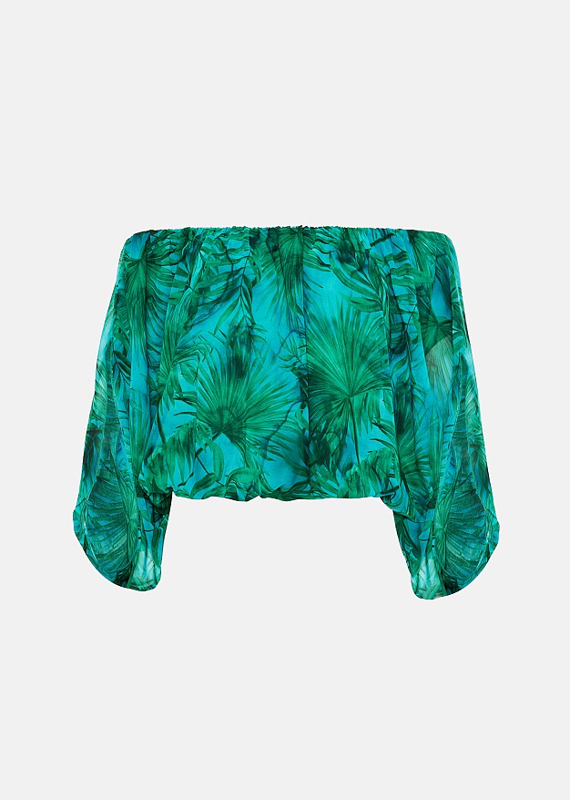 Tropical printed off-shoulder top