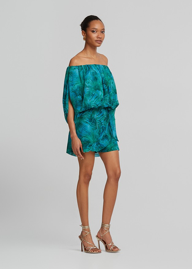 Tropical printed off-shoulder top