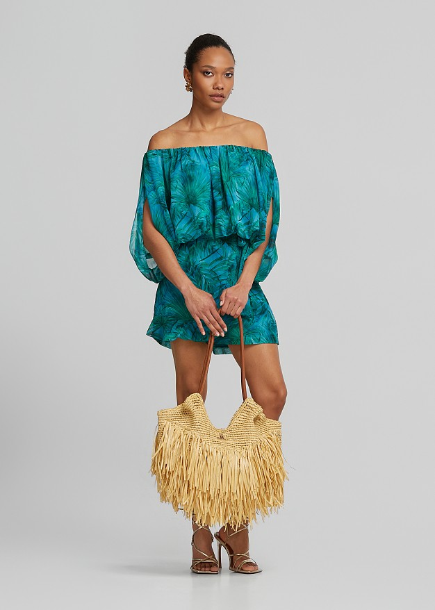 Tropical printed off-shoulder top