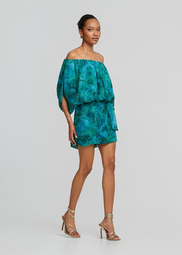 Tropical printed off-shoulder top