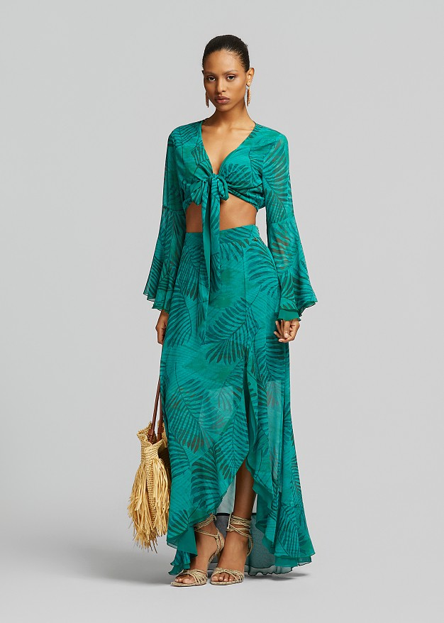 Tropical printed crop top
