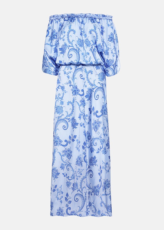 Rochie lungă cu umerii goi și print