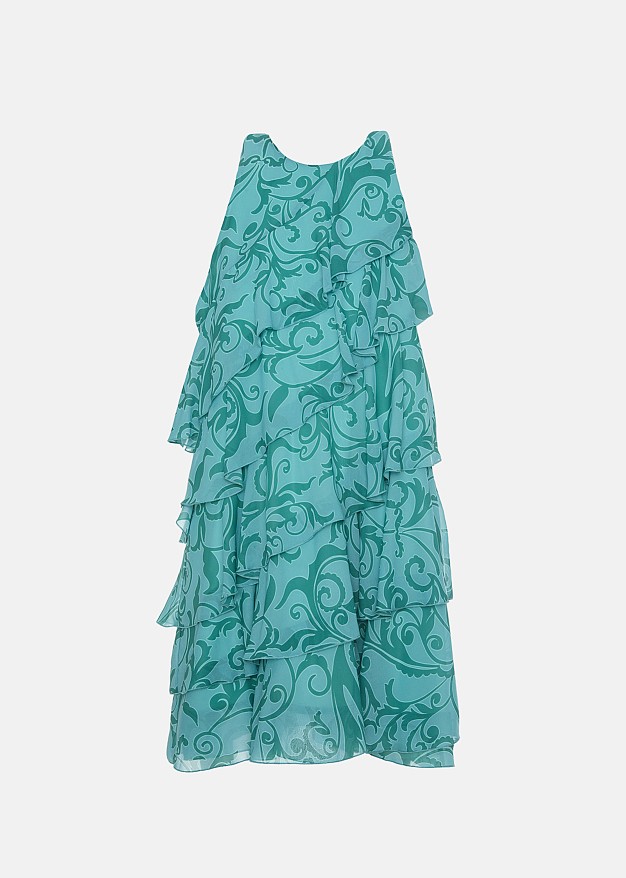 Printed mini dress in ruffles
