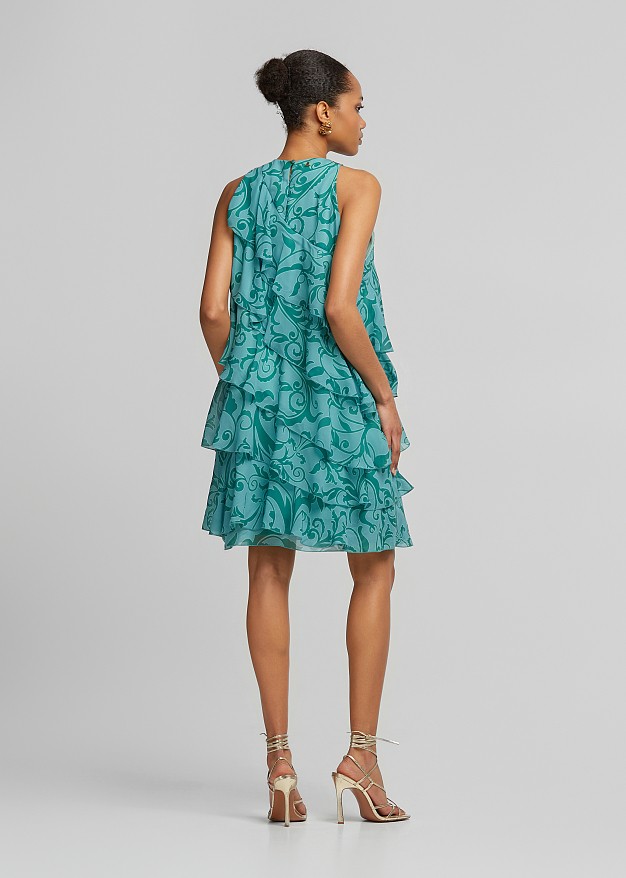 Printed mini dress in ruffles