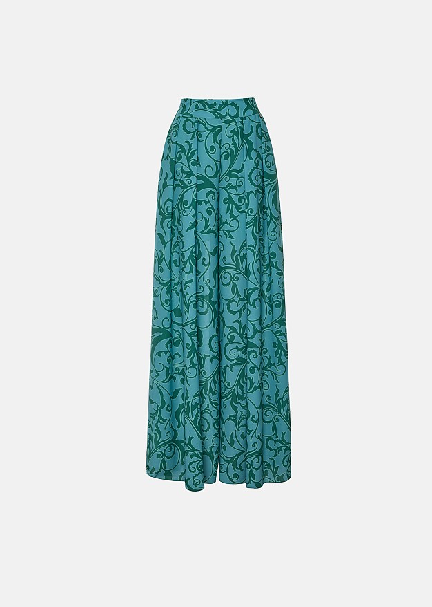 Pantaloni wide leg lejeri cu print
