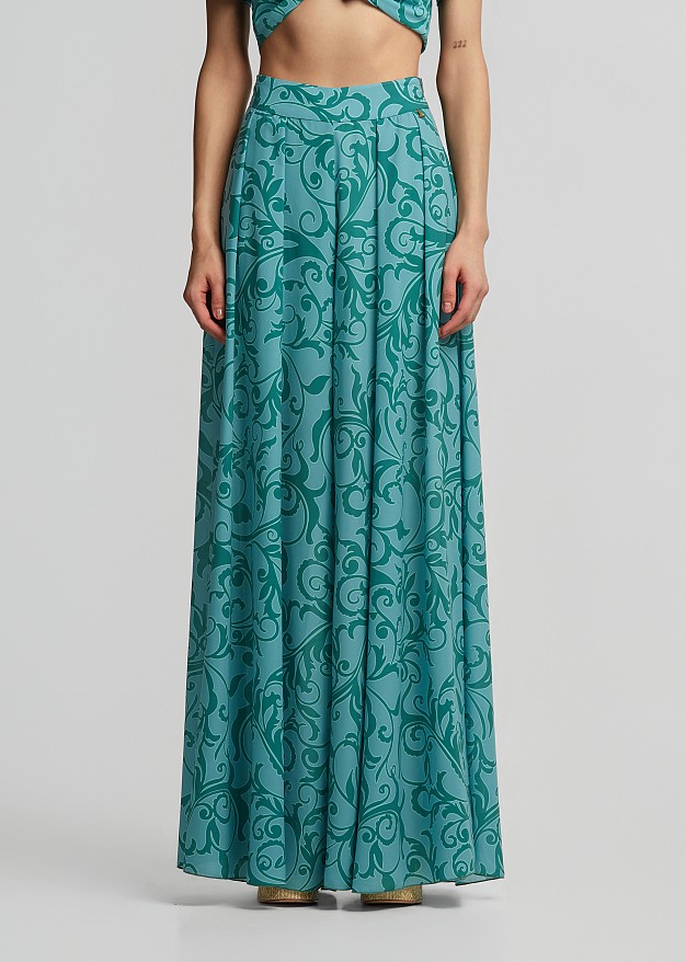 Pantaloni wide leg lejeri cu print