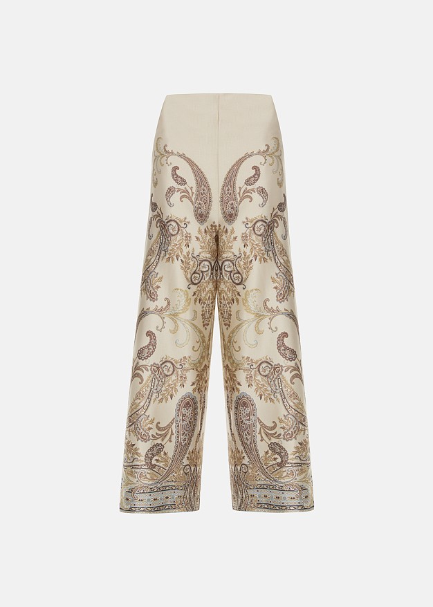 Satin look wide leg trousers in paisleys print