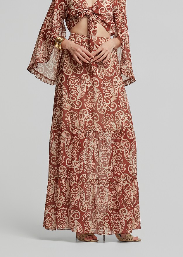 Printed high-waisted maxi skirt