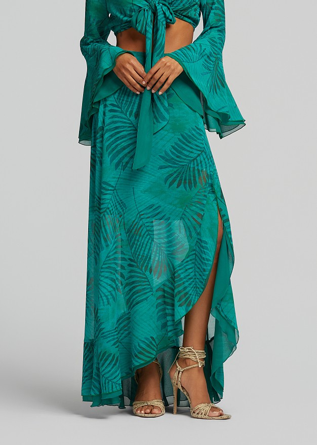 Fustă lungă cu print tropical