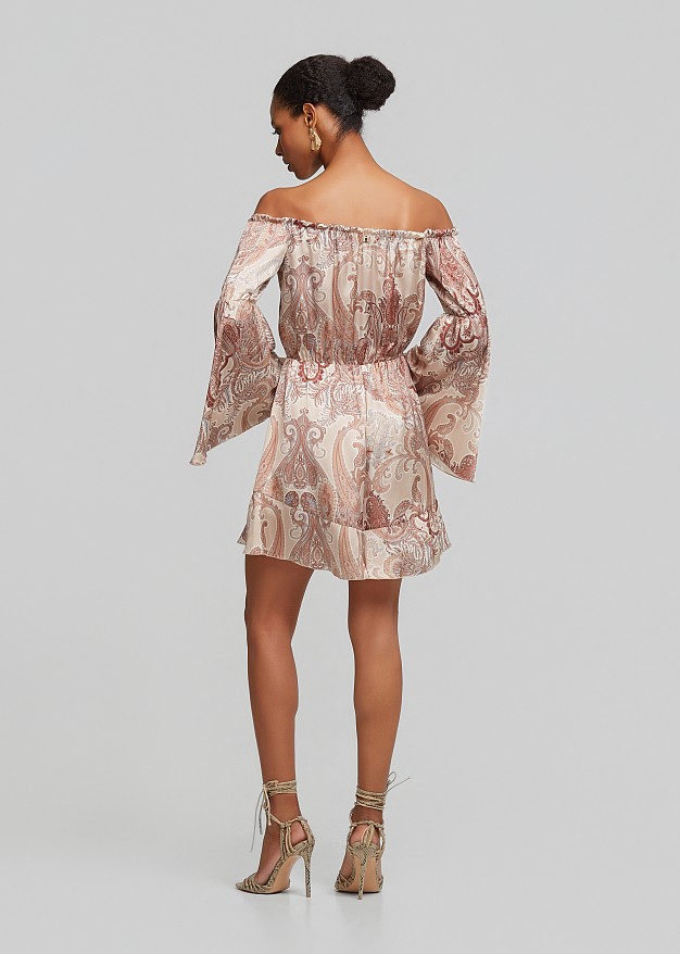 Off-shoulder printed playsuit