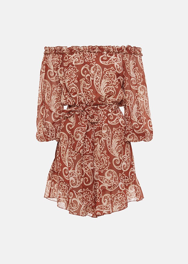Off shoulder printed jumpsuit in frills