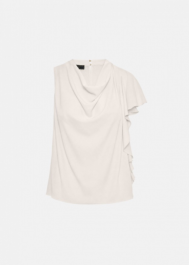 One-sleeve top with decorative ruffles