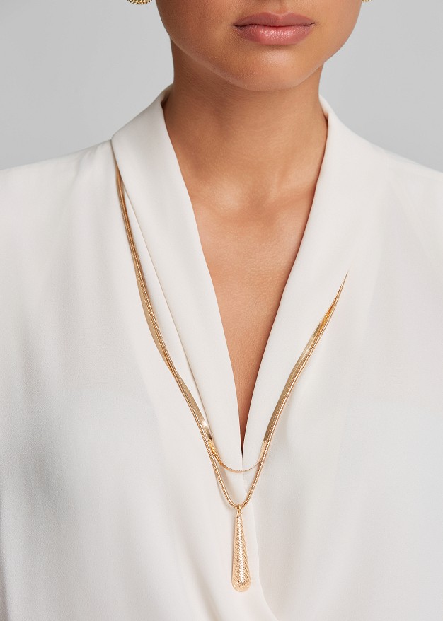 Sleeveless wrap top with necklace