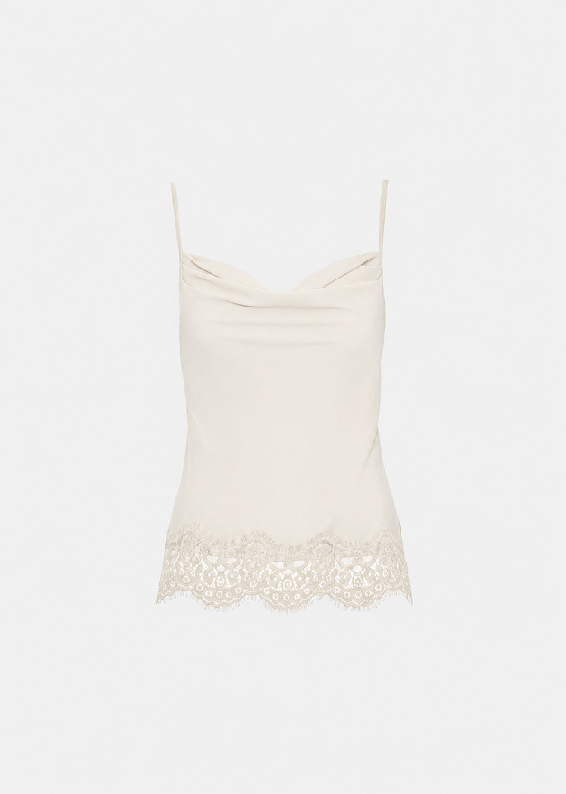 Lingerie top with lace trim