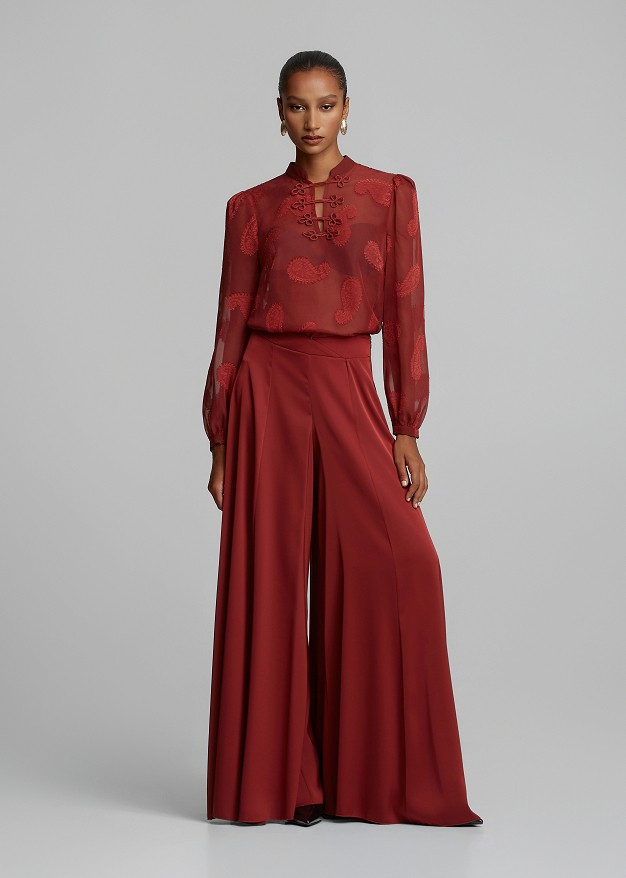 Sheer jacquard blouse