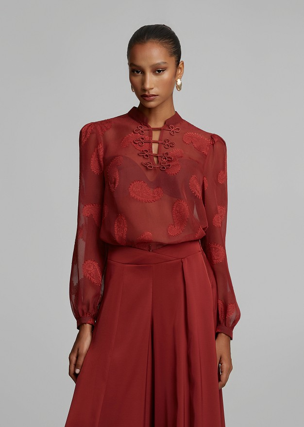 Sheer jacquard blouse