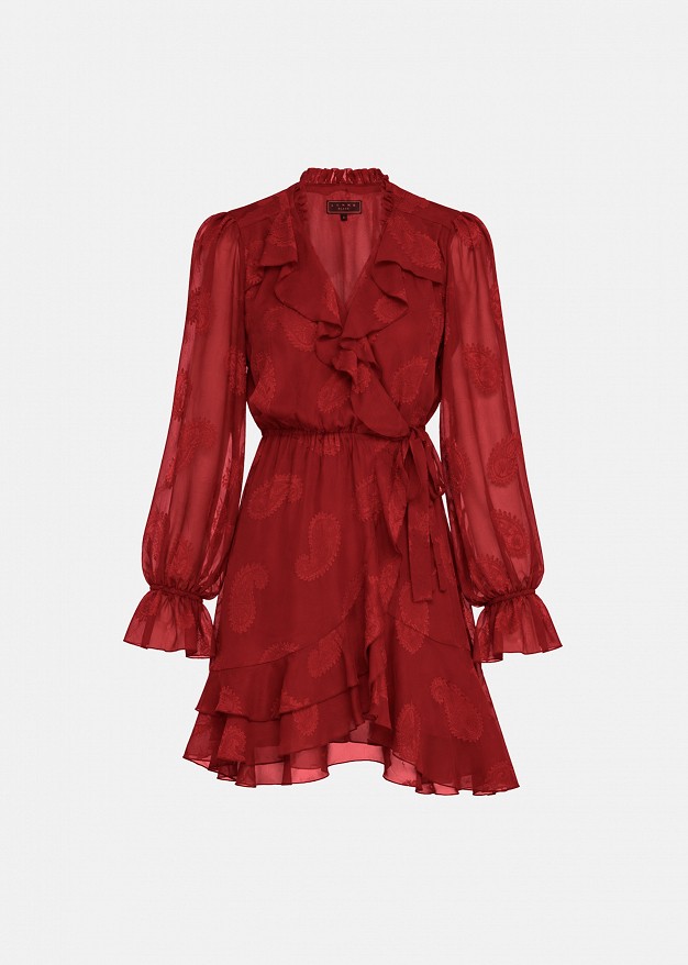 Mini wrap dress in jacquard chiffon