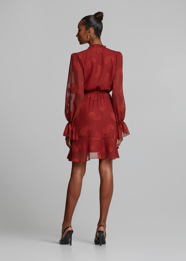 Mini wrap dress in jacquard chiffon