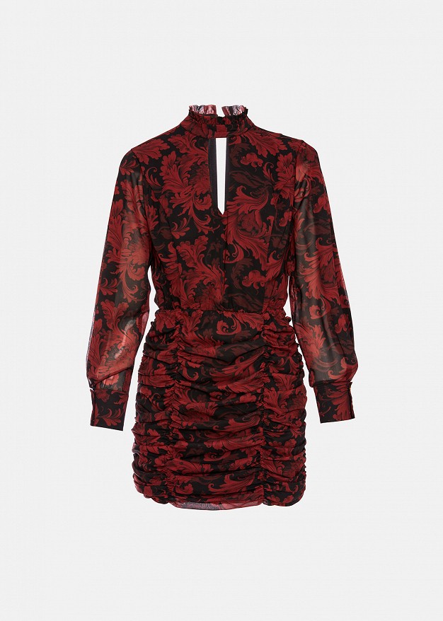 Printed mini dress with ruched details