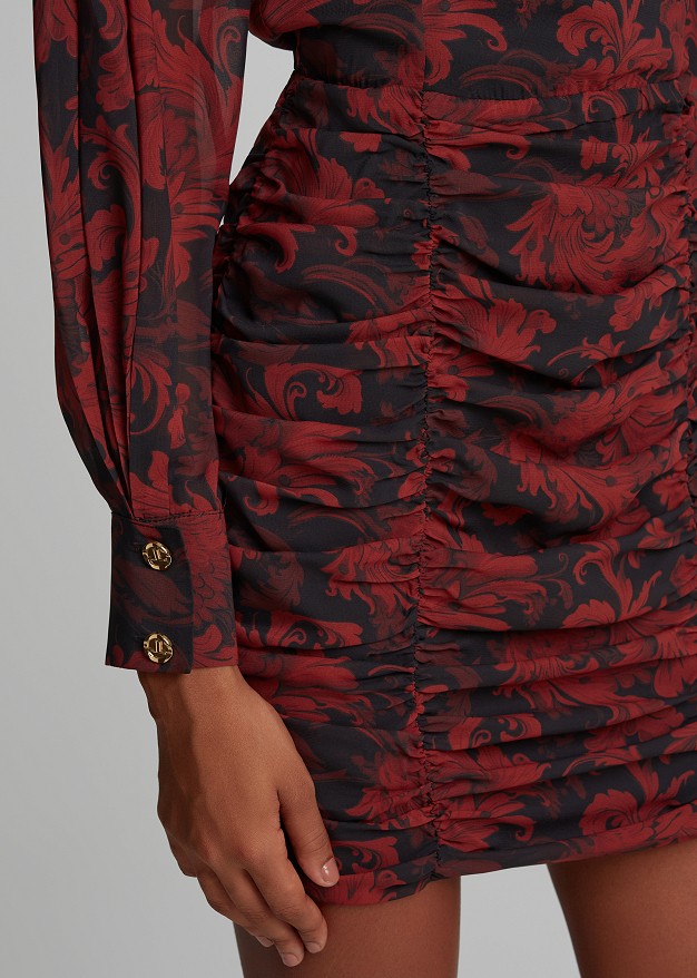 Printed mini dress with ruched details