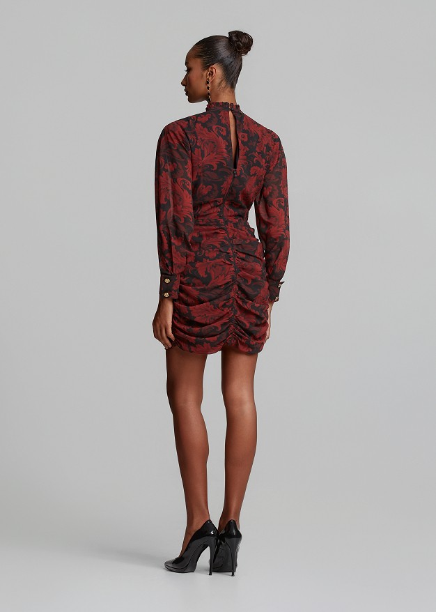 Printed mini dress with ruched details