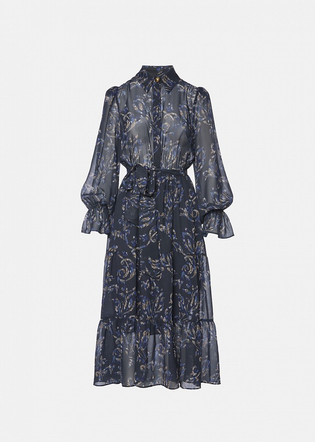 Printed chiffon shirt dress