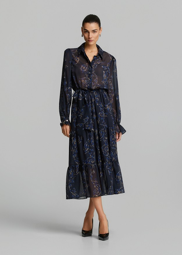 Printed chiffon shirt dress