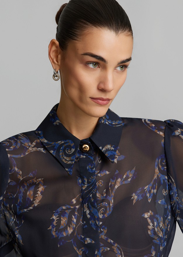 Printed chiffon shirt dress