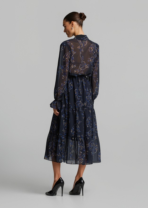Printed chiffon shirt dress