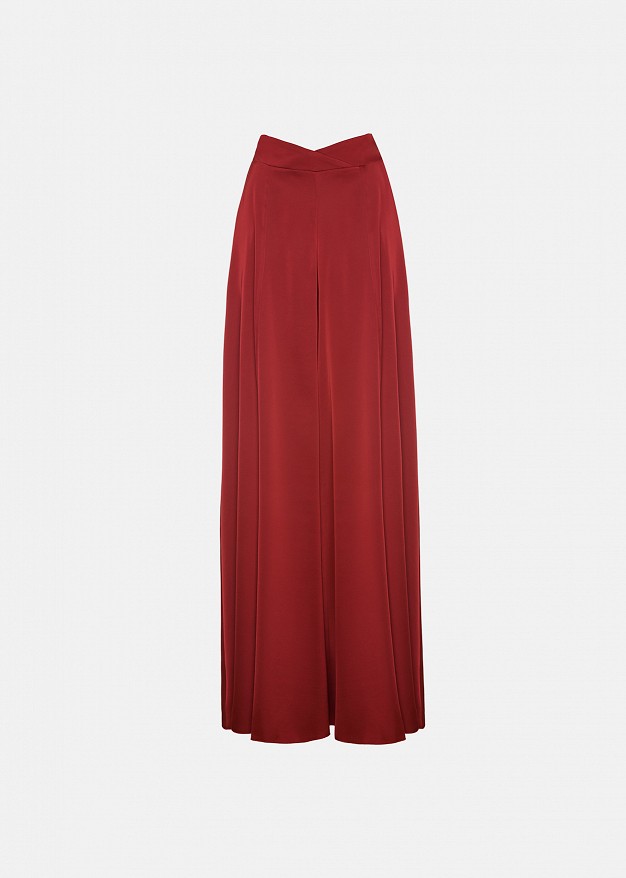 High-waisted wide-leg trousers with a satin finish