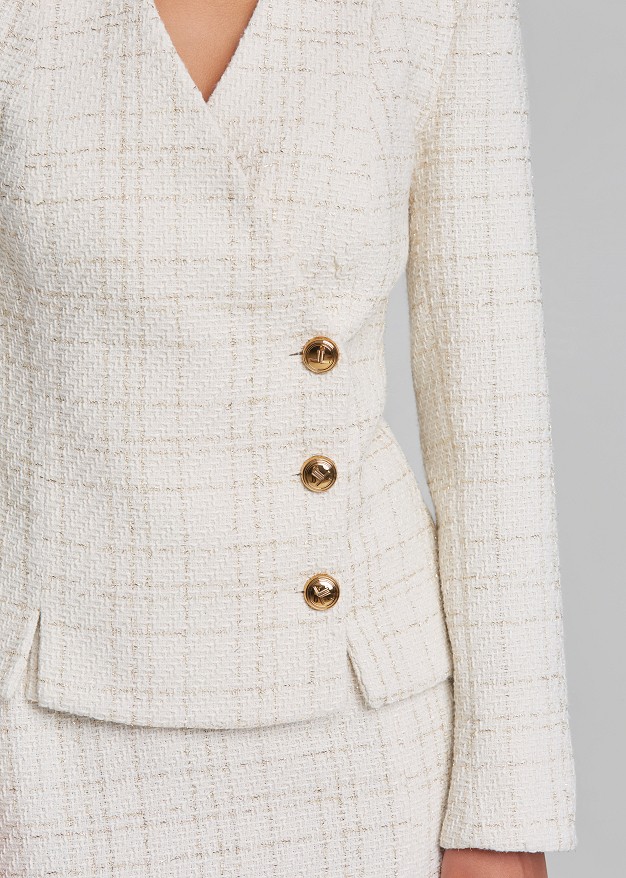 Bouclé fitted blazer with a V-neckline