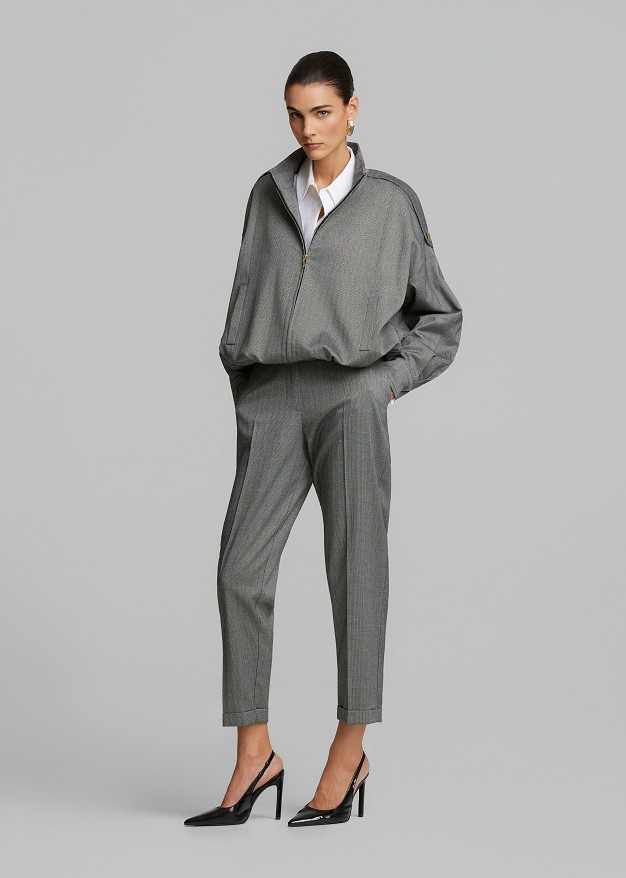 Bomber jacket made of lurex fabric