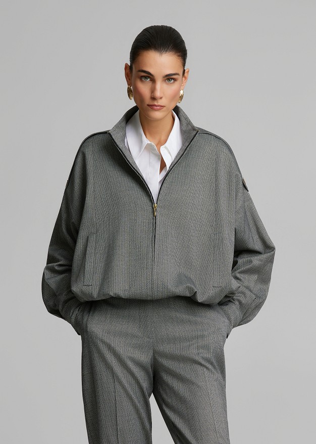 Bomber jacket made of lurex fabric