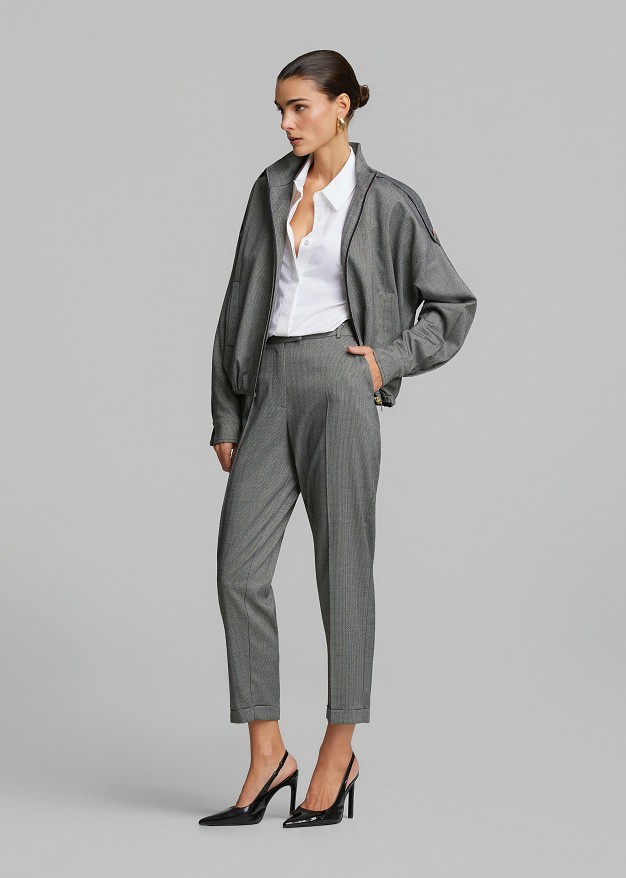 Bomber jacket made of lurex fabric