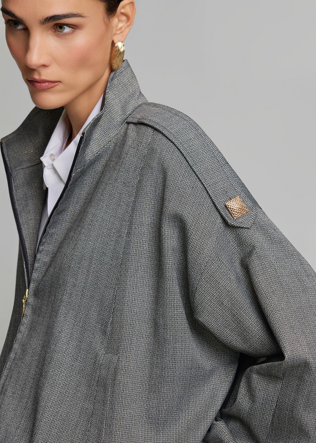 Bomber jacket made of lurex fabric