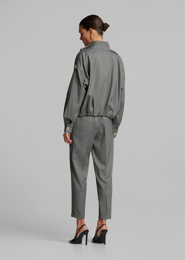 Bomber jacket made of lurex fabric
