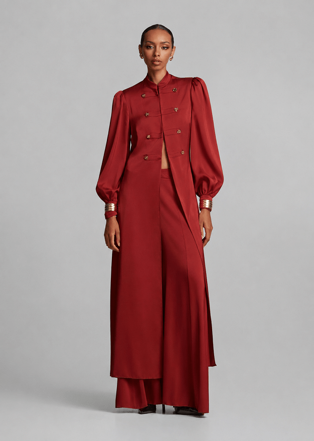 Longline shirt in satin look