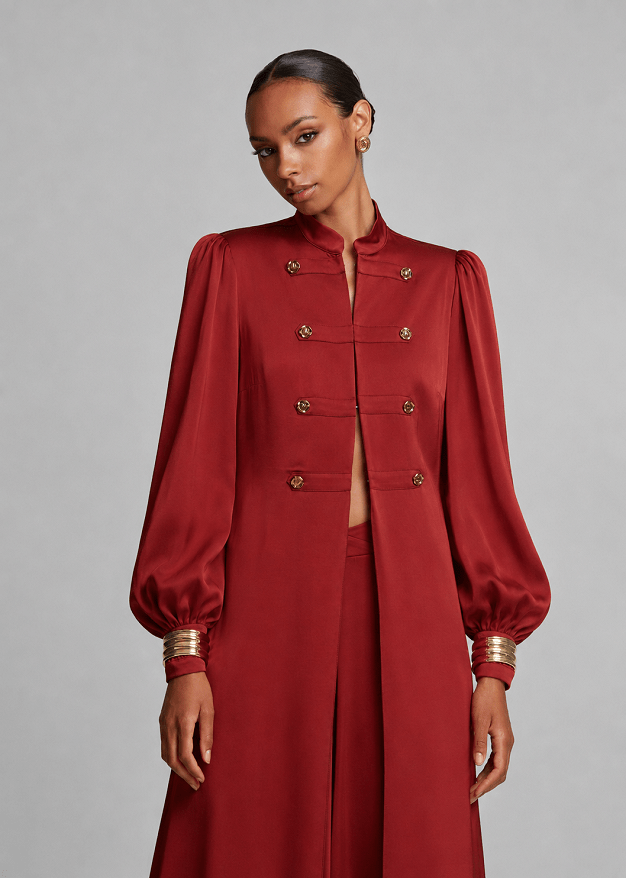 Longline shirt in satin look