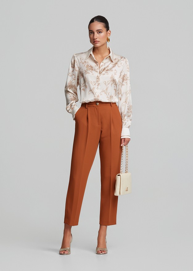 Satin-look shirt with baroque print