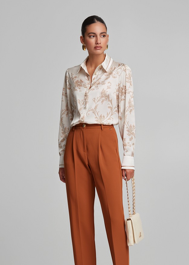 Satin-look shirt with baroque print