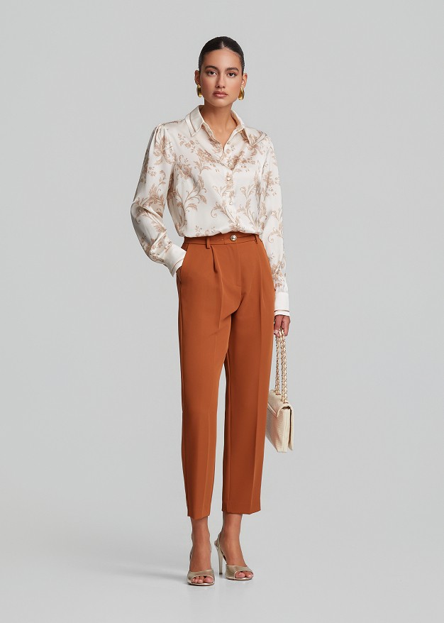 Satin-look shirt with baroque print