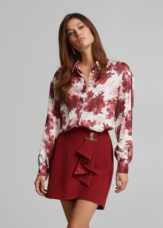 Printed shirt in satin finish