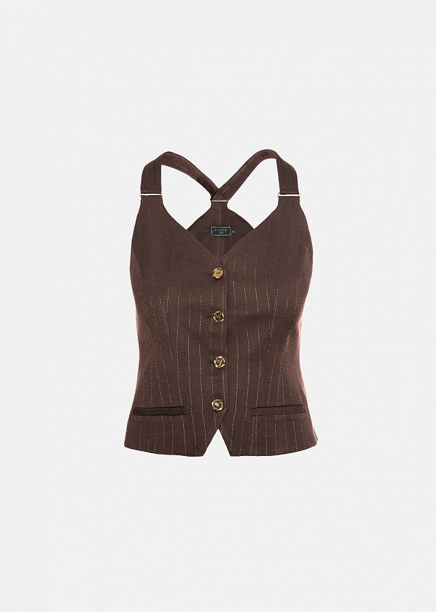 Vest-blouse in contrast stripes