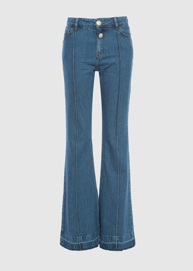 Wide leg jeans with cut