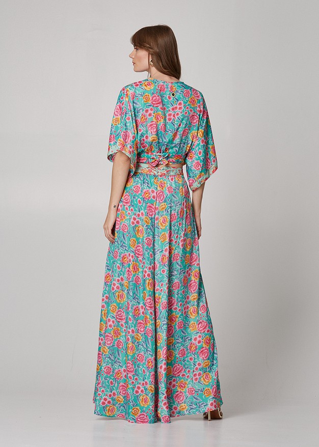 Maxi floral skirt with cuts