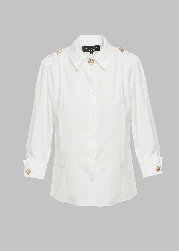 Shirt with gold decorative buttons