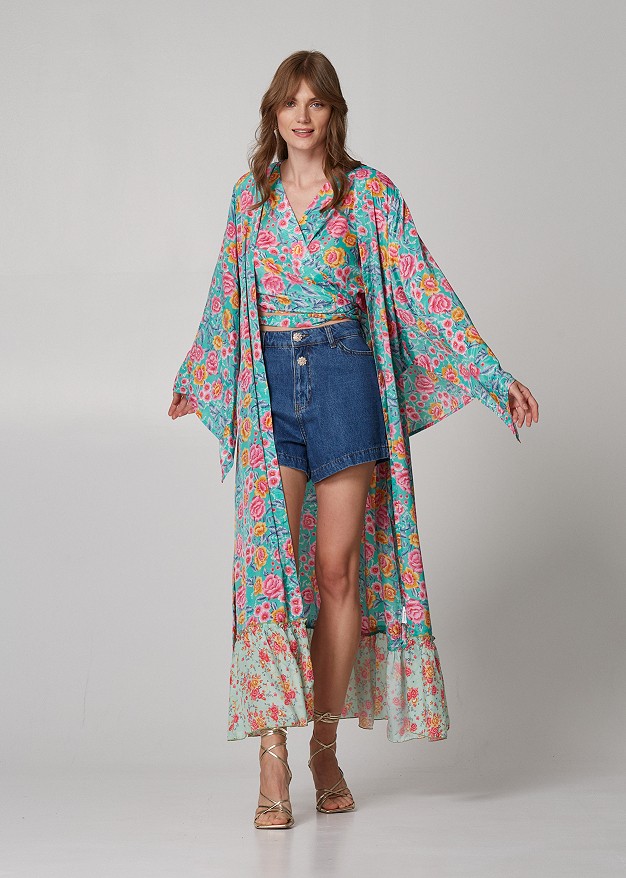 Maxi floral kimono