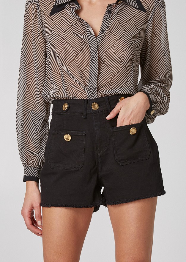 Denim shorts with gold buttons