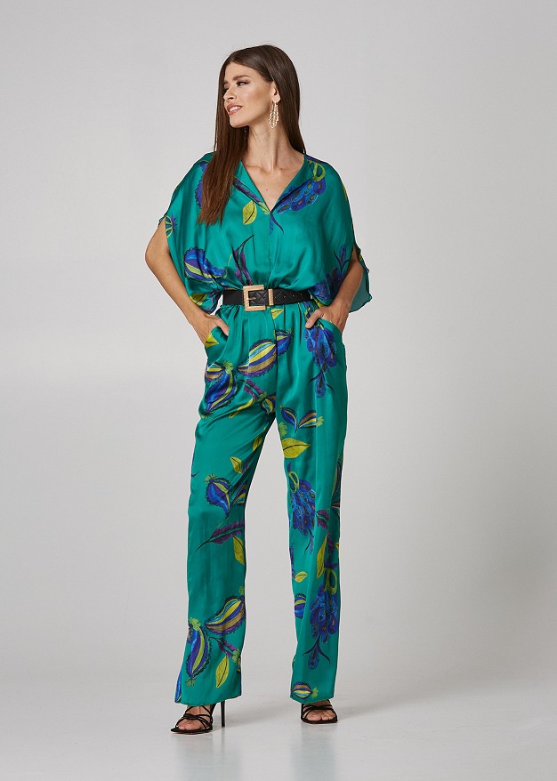 Satin look jumpsuit with print